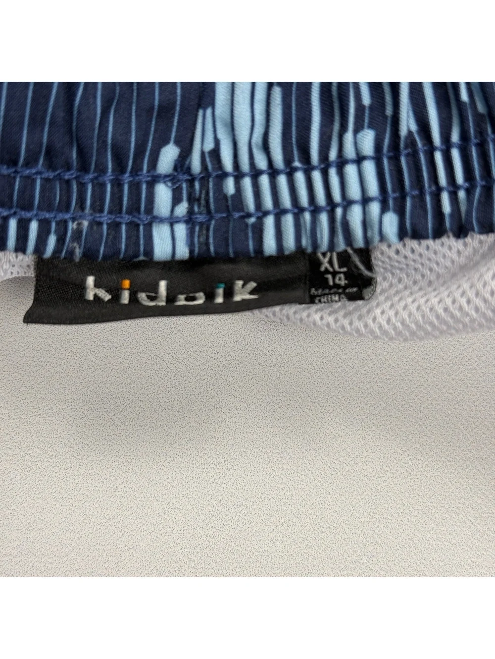 Kidpik Blue Camouflage Pattern Elastic Waist Swim Trunks - Boys XL 14